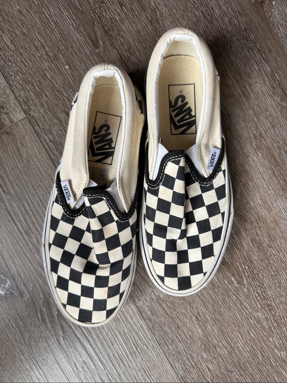 Vans Kids Checkerboard Slip-On Sneakers - Black & Cream